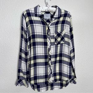 Rails Hunter Button Down Shirt Navy/Yellow Long Sleeve Size XS